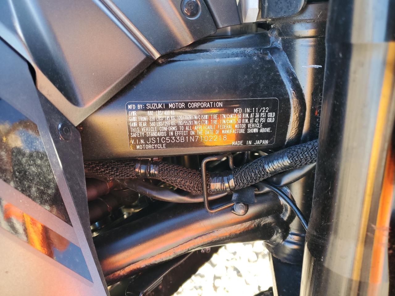 2022 Suzuki Gsx-S750 M VIN: JS1C533B1N7102218 Lot: 85338875