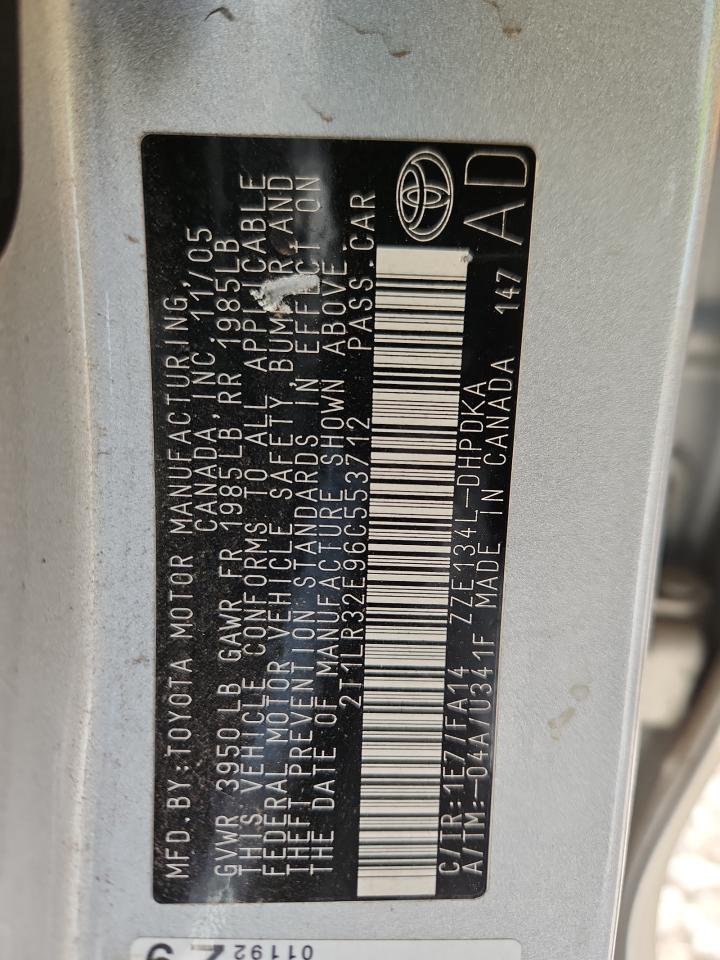 2006 Toyota Corolla Matrix Base VIN: 2T1LR32E96C553712 Lot: 89921465