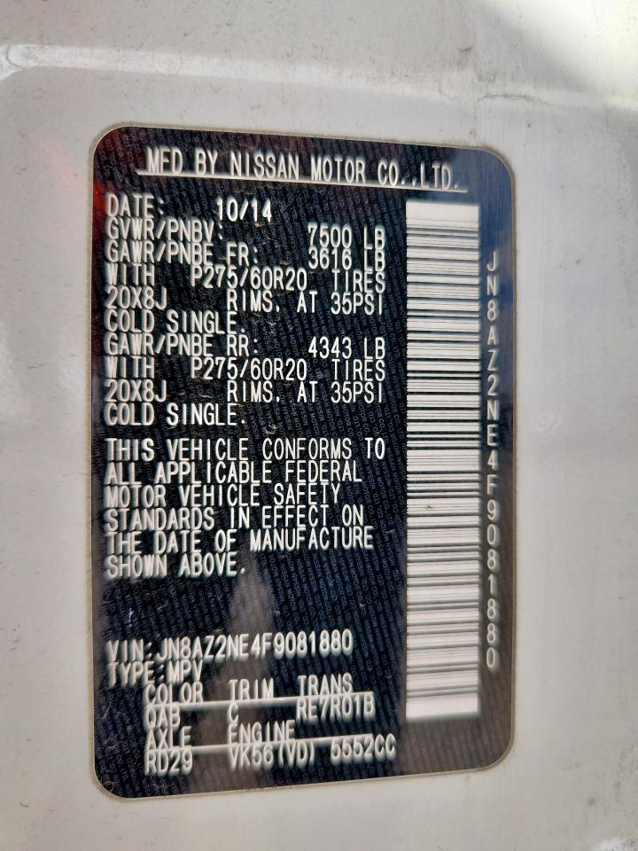 2015 Infiniti Qx80 VIN: JN8AZ2NE4F9081880 Lot: 82720805