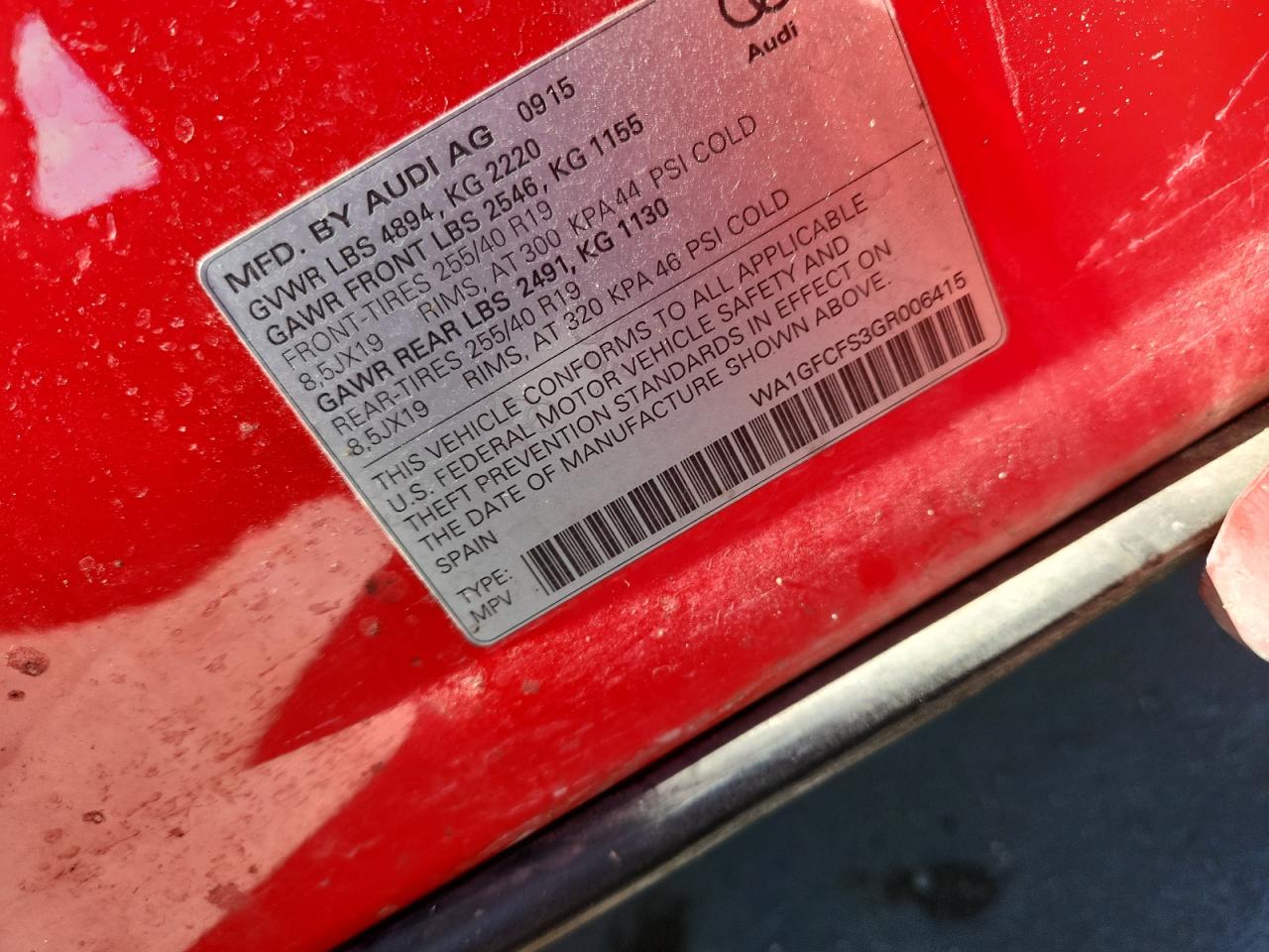 2016 Audi Q3 Prestige VIN: WA1GFCFS3GR006415 Lot: 84813025