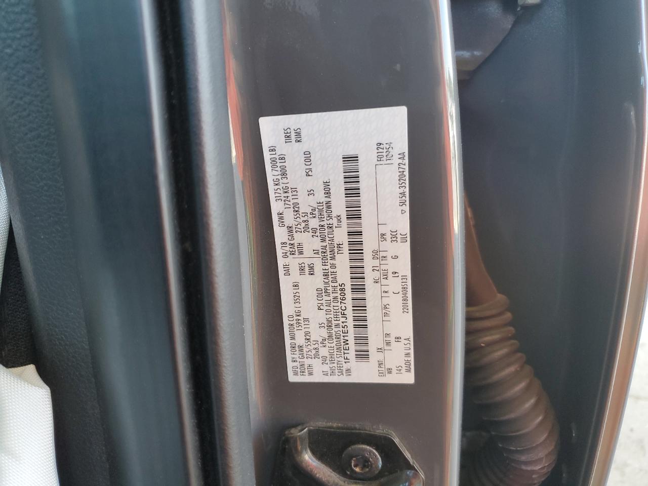 2018 Ford F-150 Xlt VIN: 1FTEW1E51JFC76085 Lot: 84385645