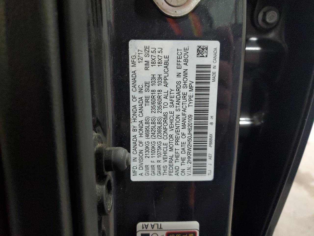 2018 Honda Cr-V Ex VIN: 2HKRW2H50JH620109 Lot: 86466315