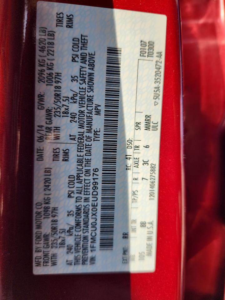 2014 Ford Escape Titanium VIN: 1FMCU0JX0EUD99176 Lot: 84238905