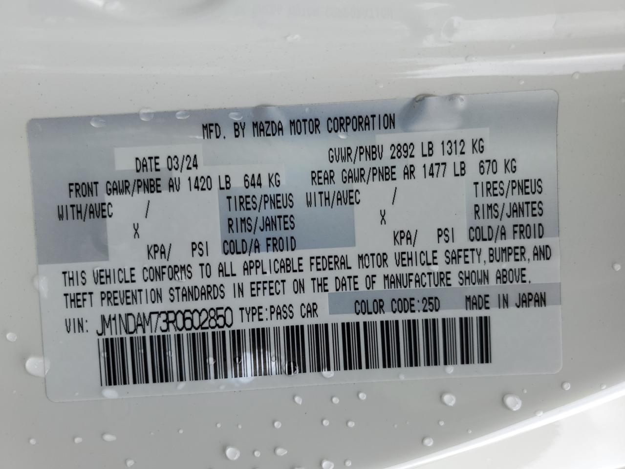 2024 Mazda Mx-5 Miata Grand Touring VIN: JM1NDAM73R0602850 Lot: 90609565