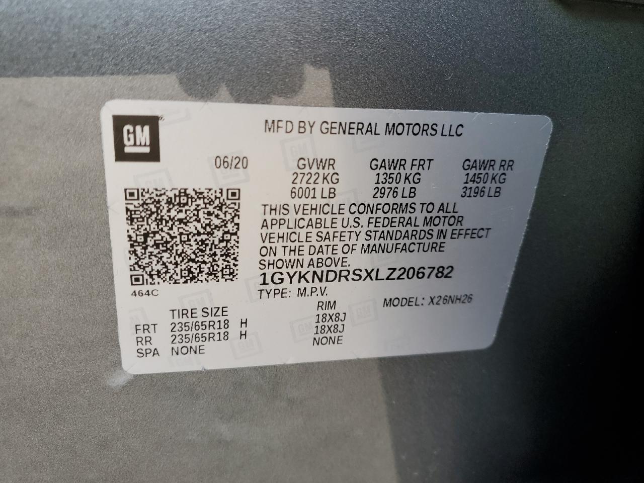 2020 Cadillac Xt5 Premium Luxury VIN: 1GYKNDRSXLZ206782 Lot: 85355435