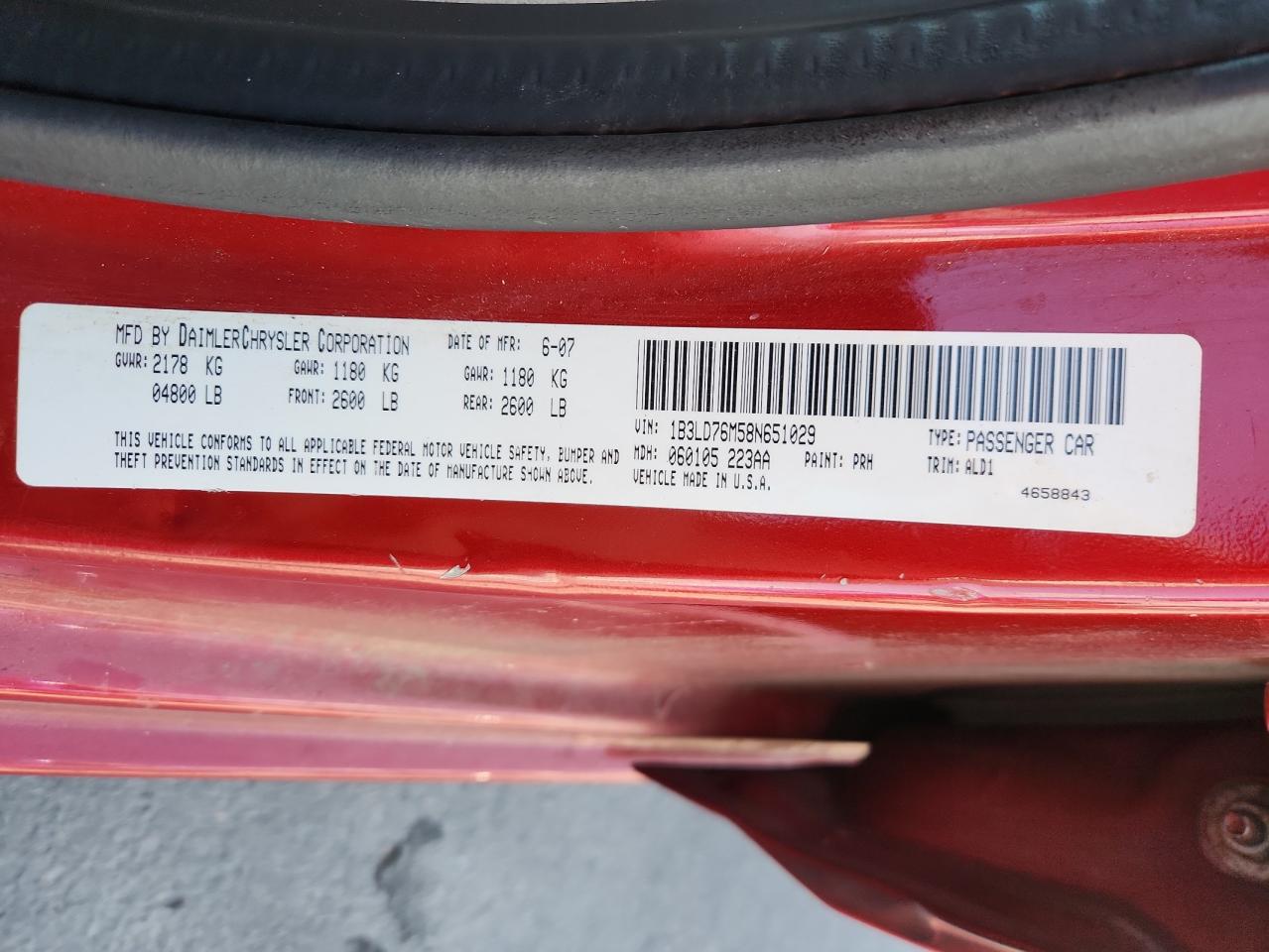 2008 Dodge Avenger R/T VIN: 1B3LD76M58N651029 Lot: 86886775