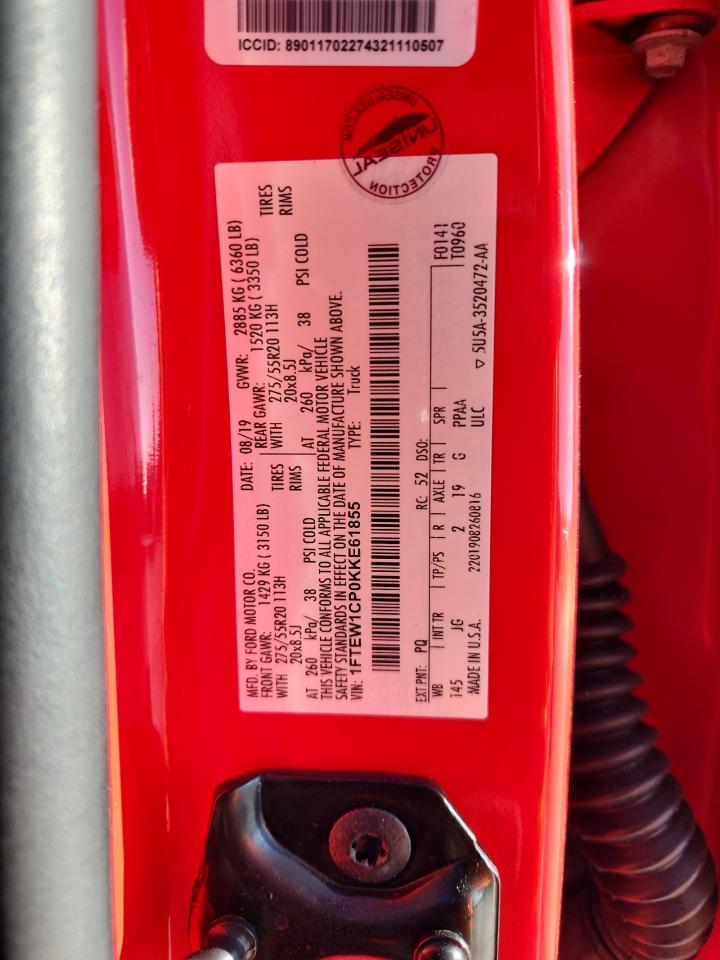 2019 Ford F150 Supercrew VIN: 1FTEW1CP0KKE61855 Lot: 87084165