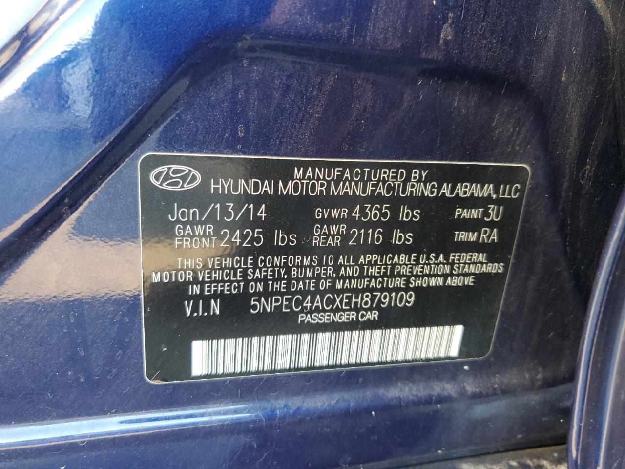 2014 Hyundai Sonata Se VIN: 5NPEC4ACXEH879109 Lot: 85777115