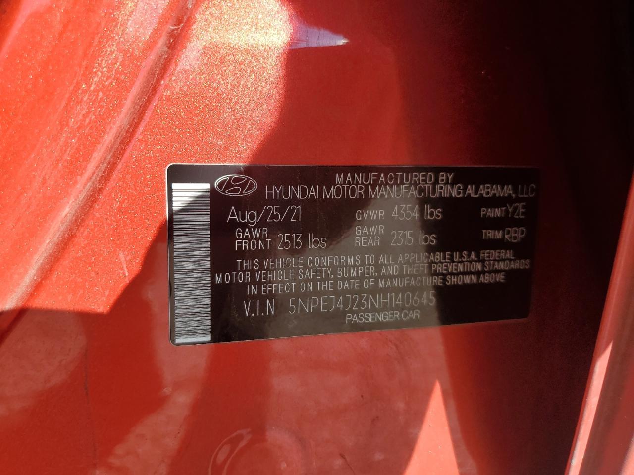 2022 Hyundai Sonata Sel Plus VIN: 5NPEJ4J23NH140645 Lot: 84522495