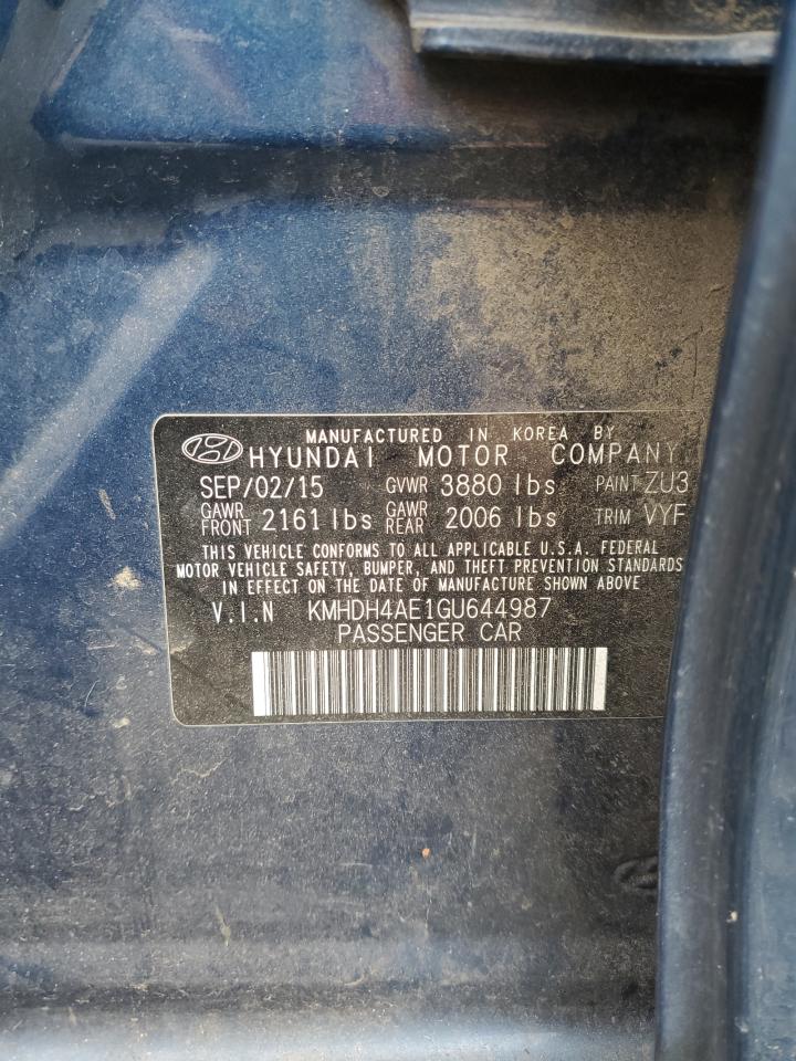 2016 Hyundai Elantra Se VIN: KMHDH4AE1GU644987 Lot: 85699445