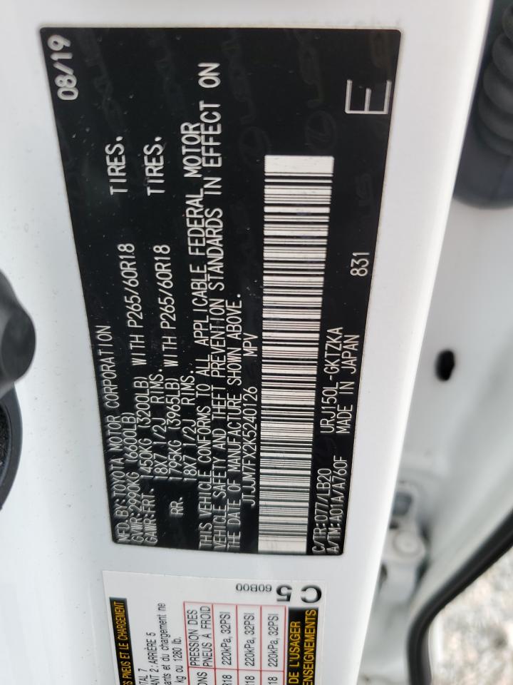 2019 Lexus Gx 460 Premium VIN: JTJJM7FX2K5240126 Lot: 82279565