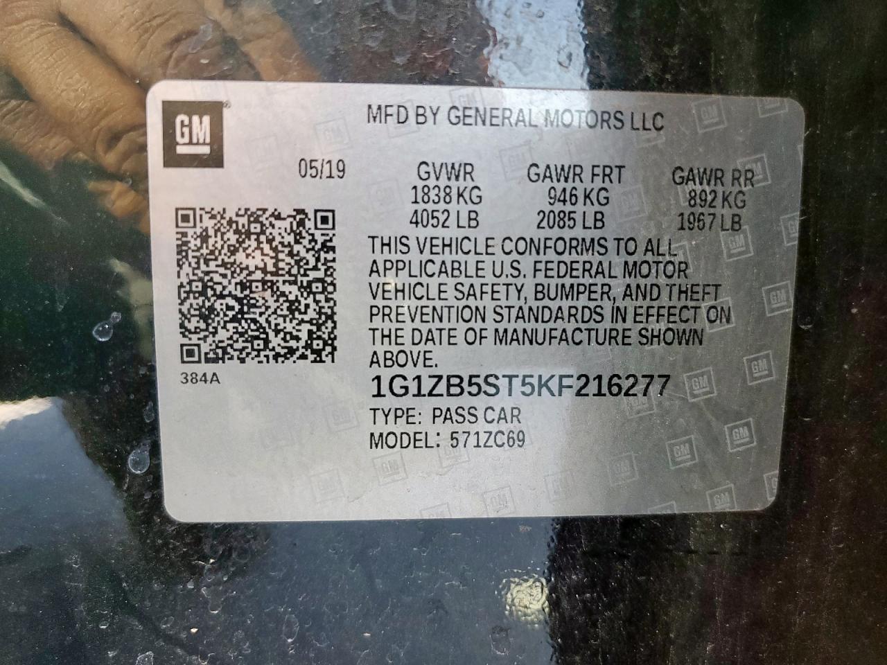 2019 Chevrolet Malibu Ls VIN: 1G1ZB5ST5KF216277 Lot: 82198735