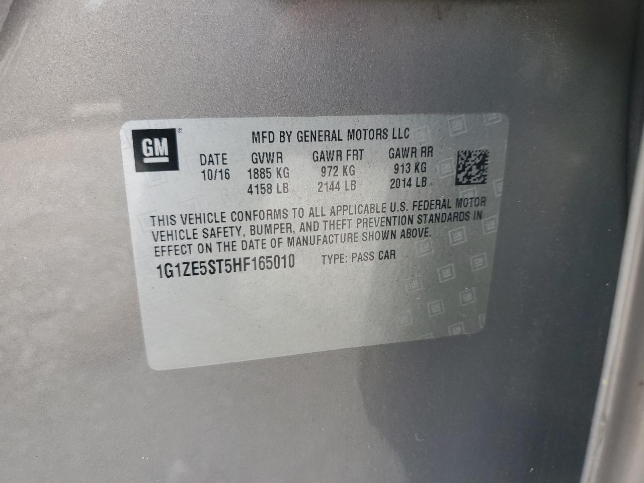 2017 Chevrolet Malibu Lt VIN: 1G1ZE5ST5HF165010 Lot: 82283925