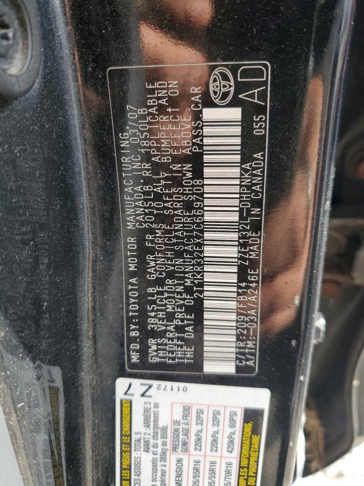2007 Toyota Corolla Matrix Xr VIN: 2T1KR32EX7C669708 Lot: 82655705