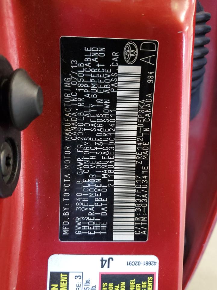 2T1BU4EE3DC124011 2013 Toyota Corolla Base