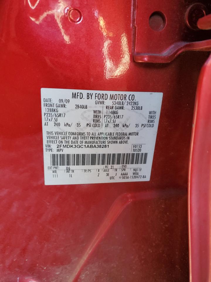 2010 Ford Edge Se VIN: 2FMDK3GC1ABA38281 Lot: 86505455