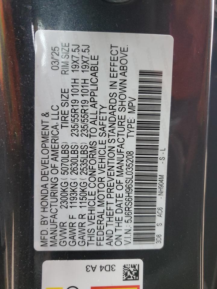 2025 Honda Cr-V Sport Touring VIN: 5J6RS6H96SL035208 Lot: 85527495