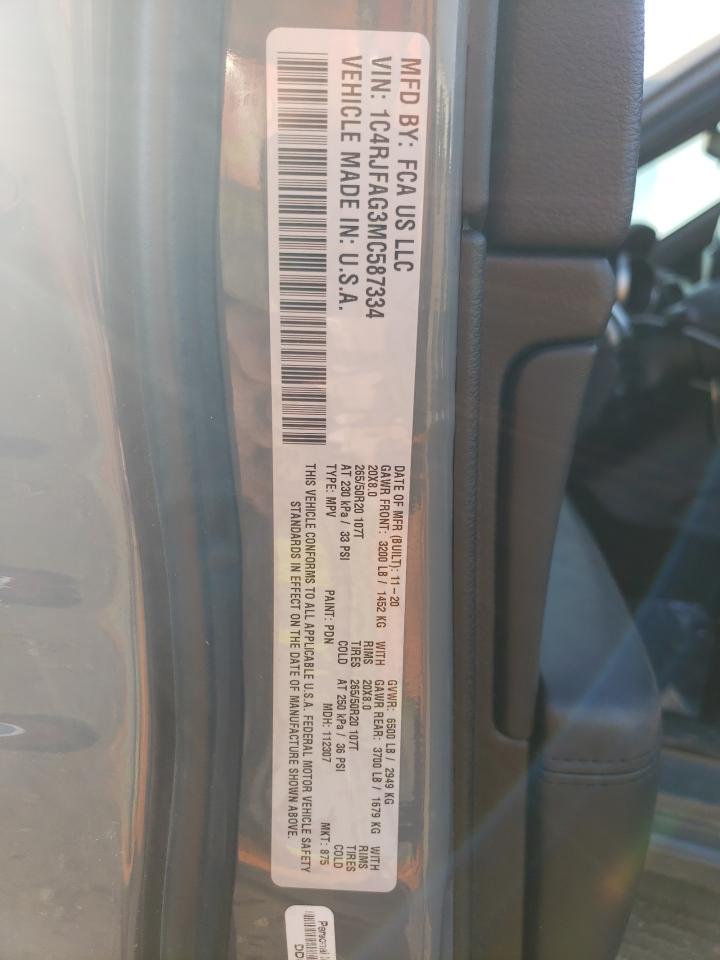 2021 Jeep Grand Cherokee Laredo VIN: 1C4RJFAG3MC587334 Lot: 82201595