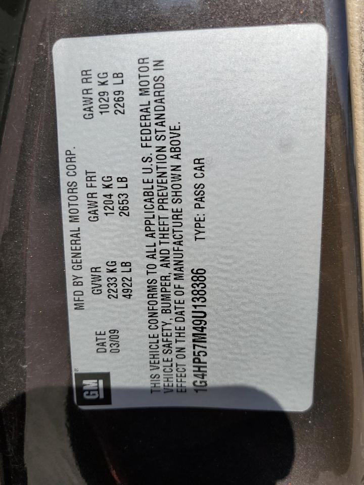 2009 Buick Lucerne Cx VIN: 1G4HP57M49U138386 Lot: 86447345