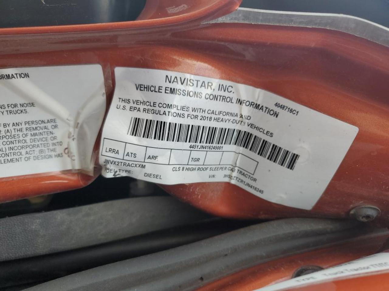 2018 International Lt625 Semi Truck VIN: 3HSDZTZR1JN416245 Lot: 83802505