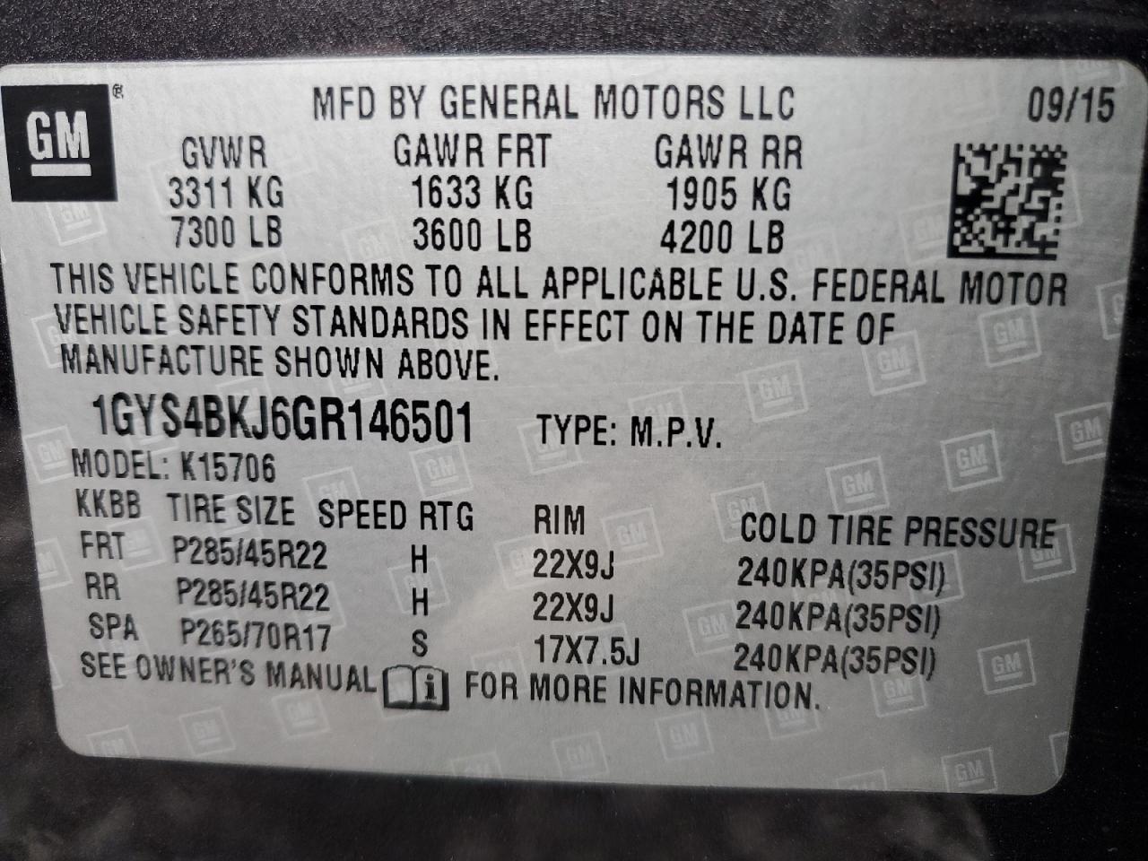 2016 Cadillac Escalade Luxury VIN: 1GYS4BKJ6GR146501 Lot: 82234145