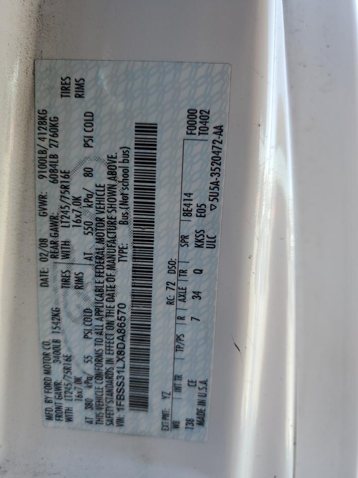 2008 Ford Econoline E350 Super Duty Wagon VIN: 1FBSS31LX8DA86570 Lot: 82287205