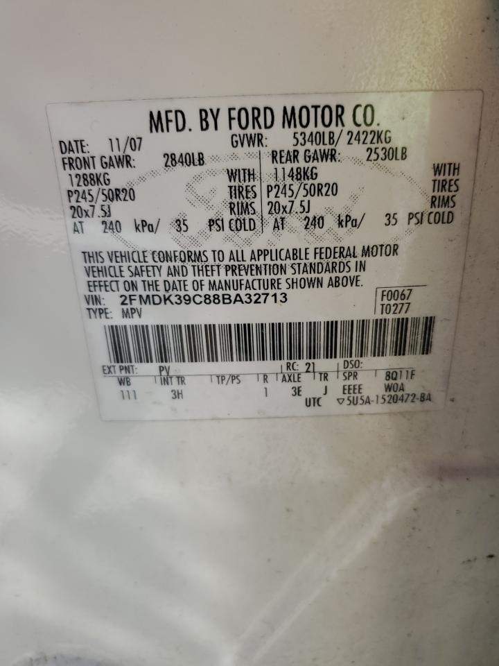 2008 Ford Edge Limited VIN: 2FMDK39C88BA32713 Lot: 85331145