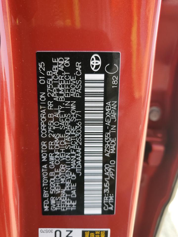 2025 Toyota Crown Xle VIN: JTDAAAAF2S3036171 Lot: 93295345