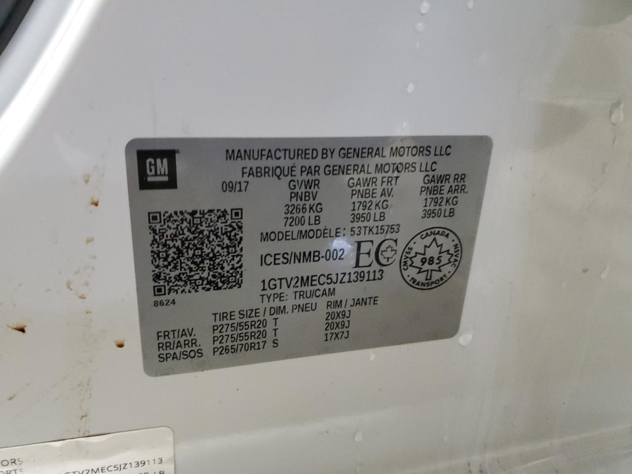 2018 GMC Sierra K1500 Sle VIN: 1GTV2MEC5JZ139113 Lot: 82354575