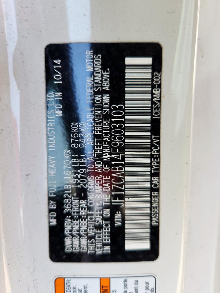 2015 Subaru Brz 2.0 Premium VIN: JF1ZCAB14F9603103 Lot: 85768115