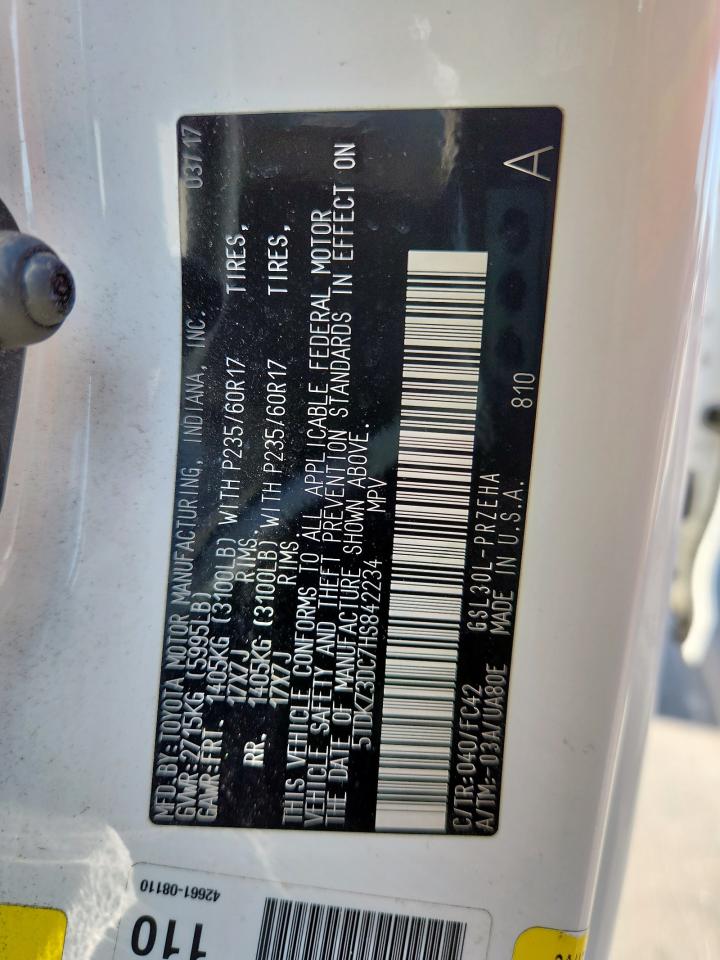 2017 Toyota Sienna Le VIN: 5TDKZ3DC7HS842234 Lot: 82198575