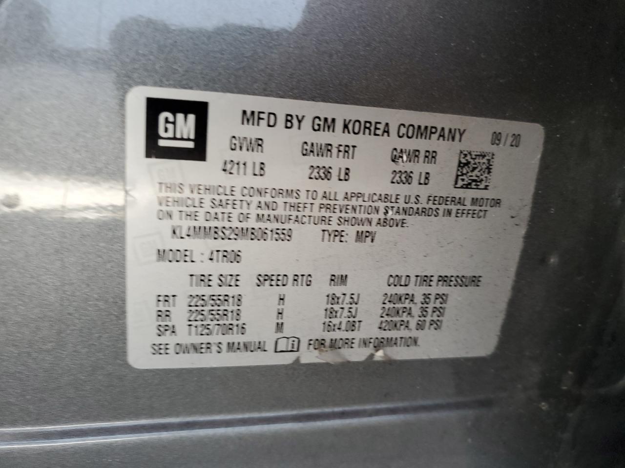 2021 Buick Encore Gx Preferred VIN: KL4MMBS29MB061559 Lot: 90060705