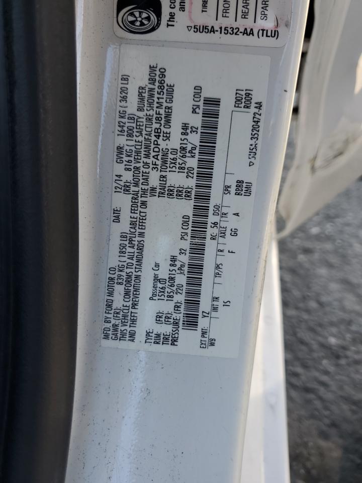 2015 Ford Fiesta Se VIN: 3FADP4BJ8FM158690 Lot: 85424015