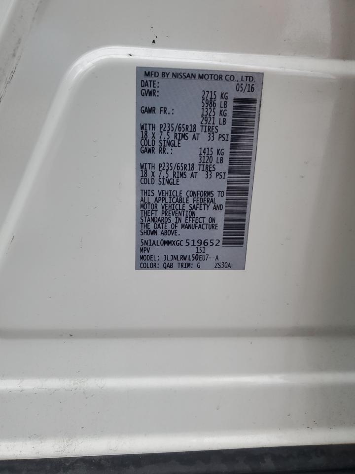 2016 Infiniti Qx60 VIN: 5N1AL0MMXGC519652 Lot: 90478625