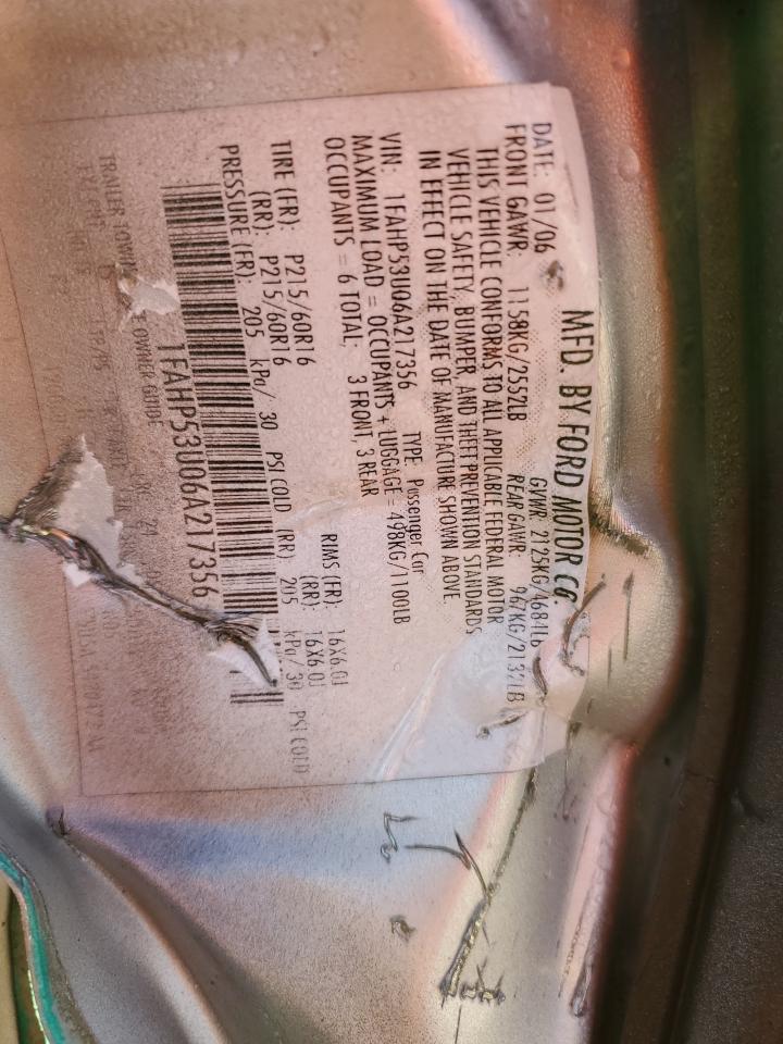 2006 Ford Taurus Se VIN: 1FAHP53U06A217356 Lot: 87071325