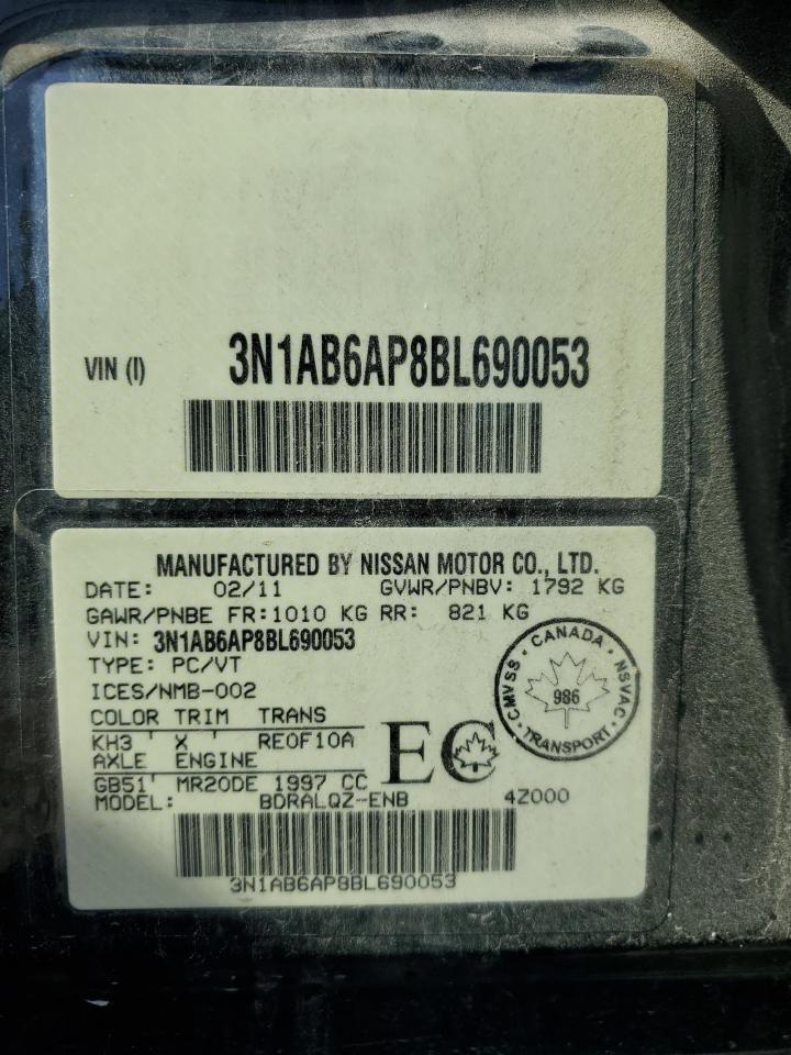 2011 Nissan Sentra 2.0 VIN: 3N1AB6AP8BL690053 Lot: 85193735