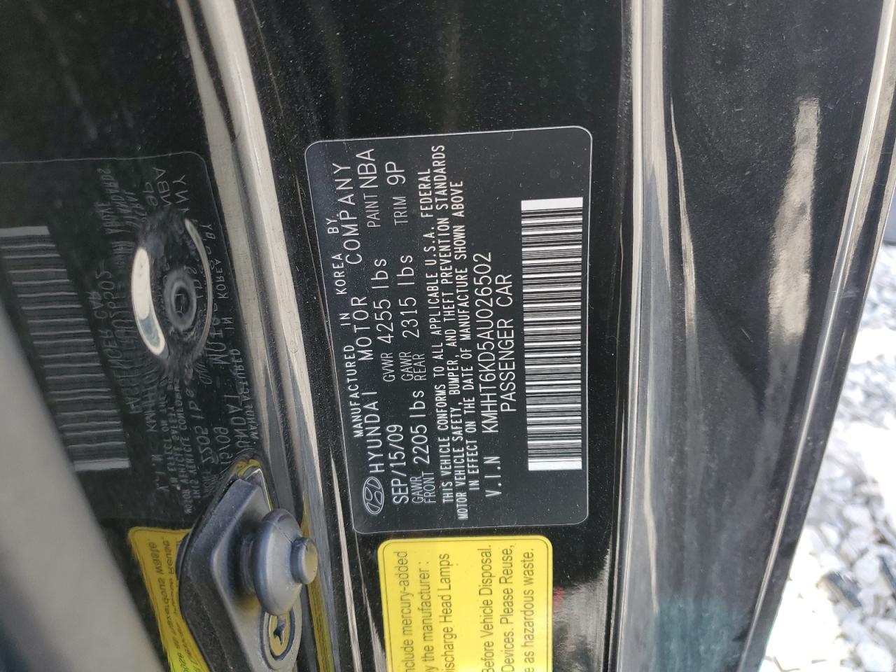 2010 Hyundai Genesis Coupe 2.0T VIN: KMHHT6KD5AU026502 Lot: 90840995