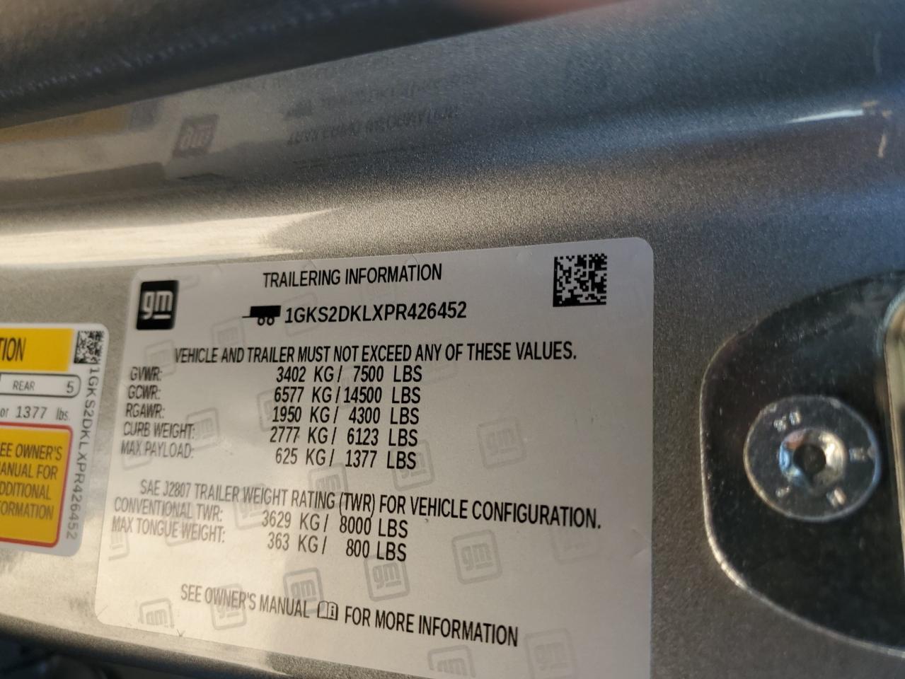 2023 GMC Yukon Denali VIN: 1GKS2DKLXPR426452 Lot: 86779895