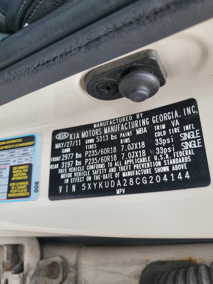 2012 Kia Sorento Ex VIN: 5XYKUDA28CG204144 Lot: 85523615