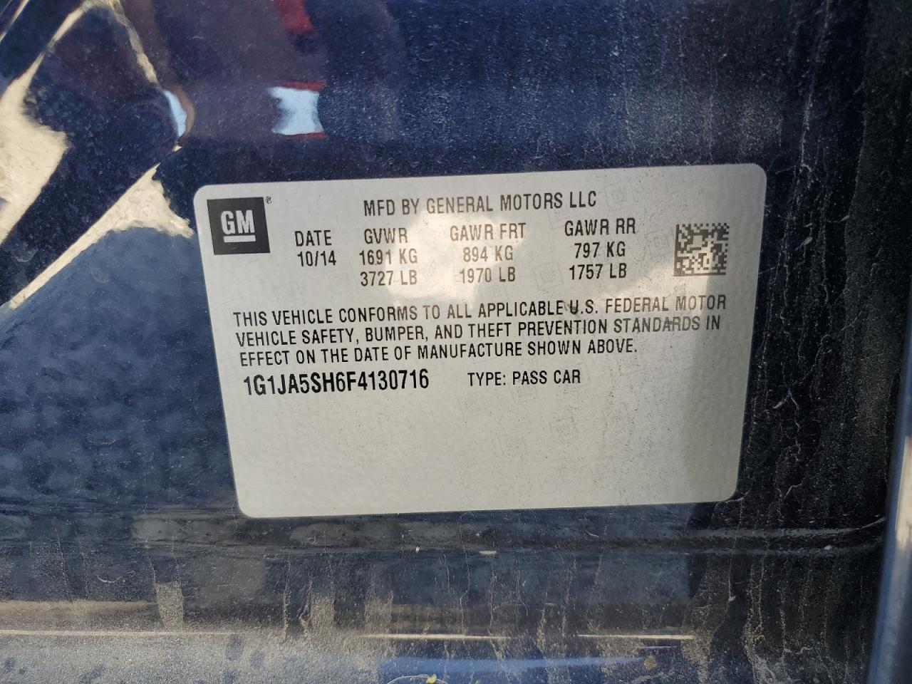 2015 Chevrolet Sonic Ls VIN: 1G1JA5SH6F4130716 Lot: 85156195