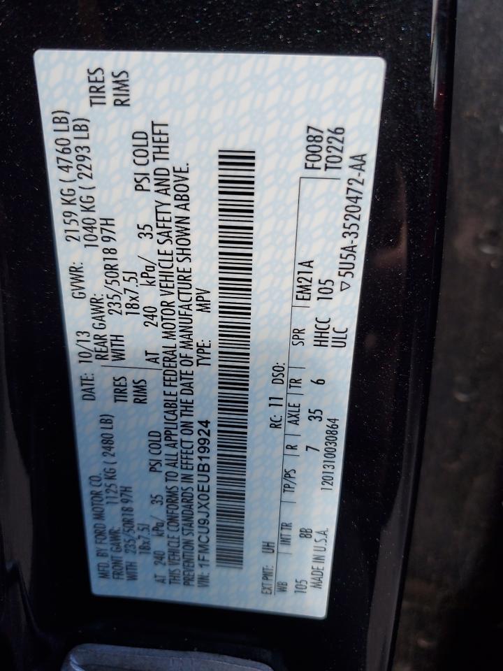 2014 Ford Escape Titanium VIN: 1FMCU9JX0EUB19924 Lot: 85567815