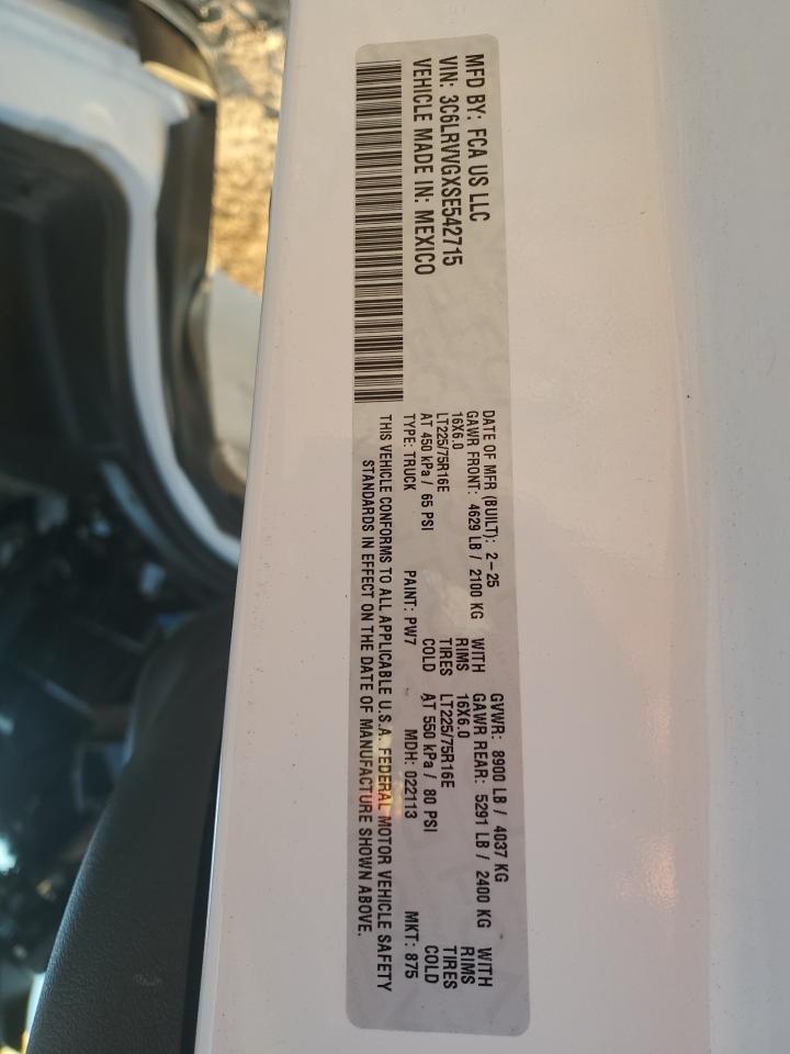 2025 Ram Promaster 2500 2500 Standard VIN: 3C6LRVVGXSE542715 Lot: 85583235