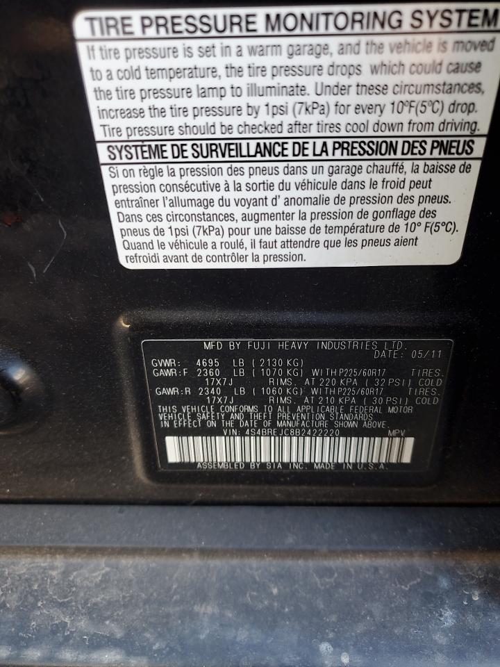 2011 Subaru Outback 3.6R Limited VIN: 4S4BREJC8B2422220 Lot: 81953275