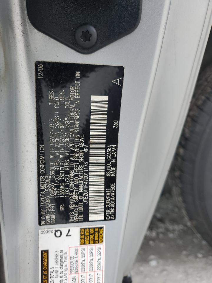 2007 Toyota Fj Cruiser VIN: JTEZU11F470011173 Lot: 84557925