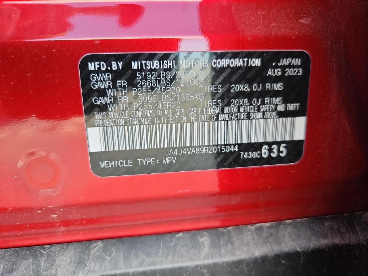 2024 Mitsubishi Outlander Se VIN: JA4J4VA89RZ015044 Lot: 82344035