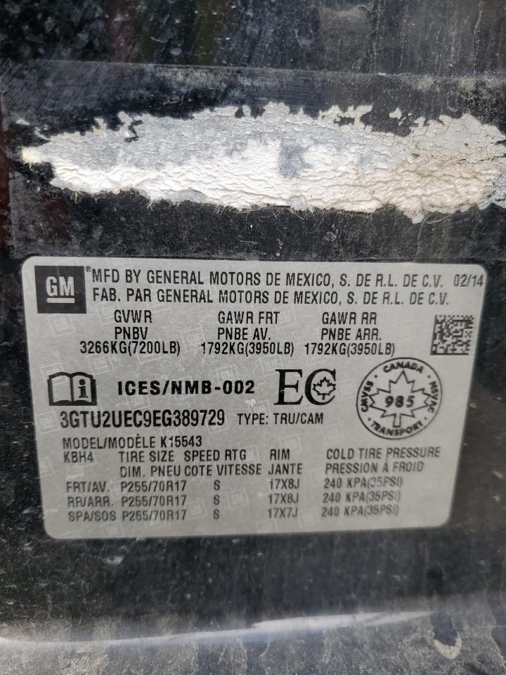 2014 GMC Sierra K1500 Sle VIN: 3GTU2UEC9EG389729 Lot: 91047715