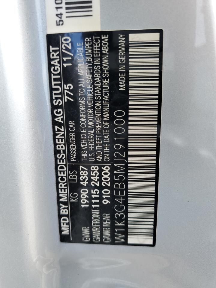 2021 Mercedes-Benz A 220 VIN: W1K3G4EB5MJ291000 Lot: 84623025