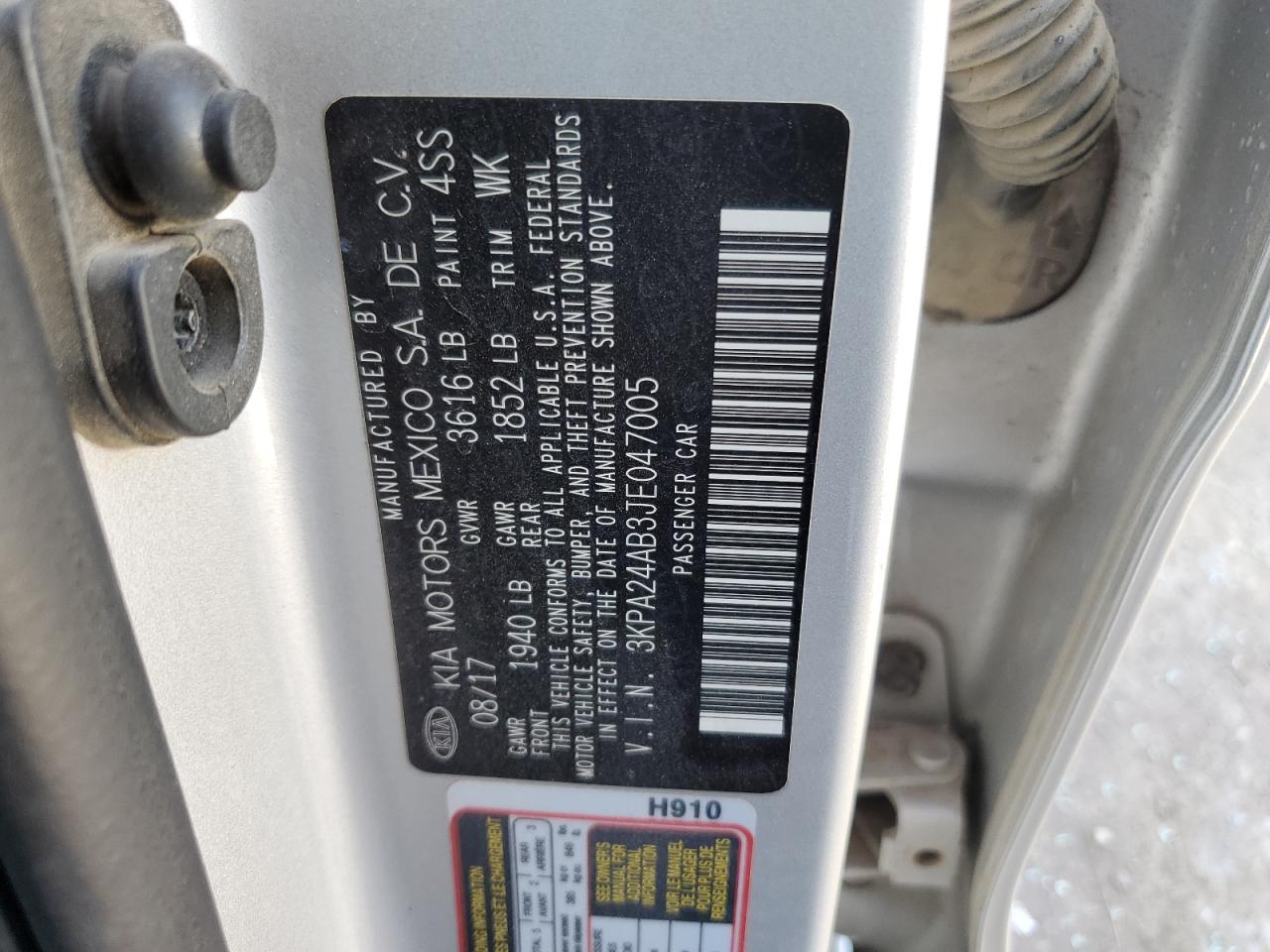 2018 Kia Rio Lx VIN: 3KPA24AB3JE047005 Lot: 86185025