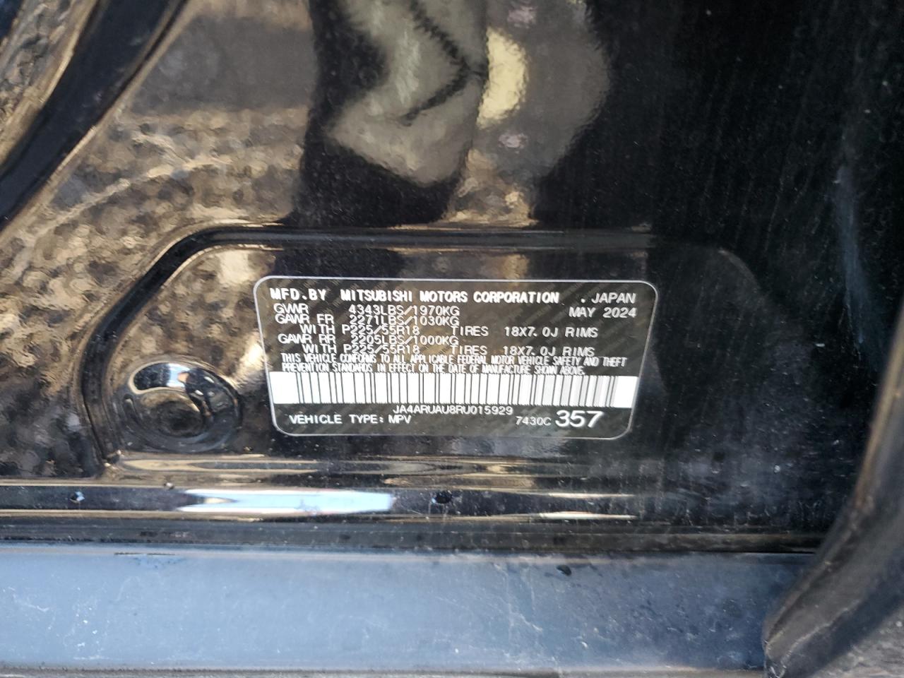 2024 Mitsubishi Outlander Sport S/Se VIN: JA4ARUAU8RU015929 Lot: 86414405