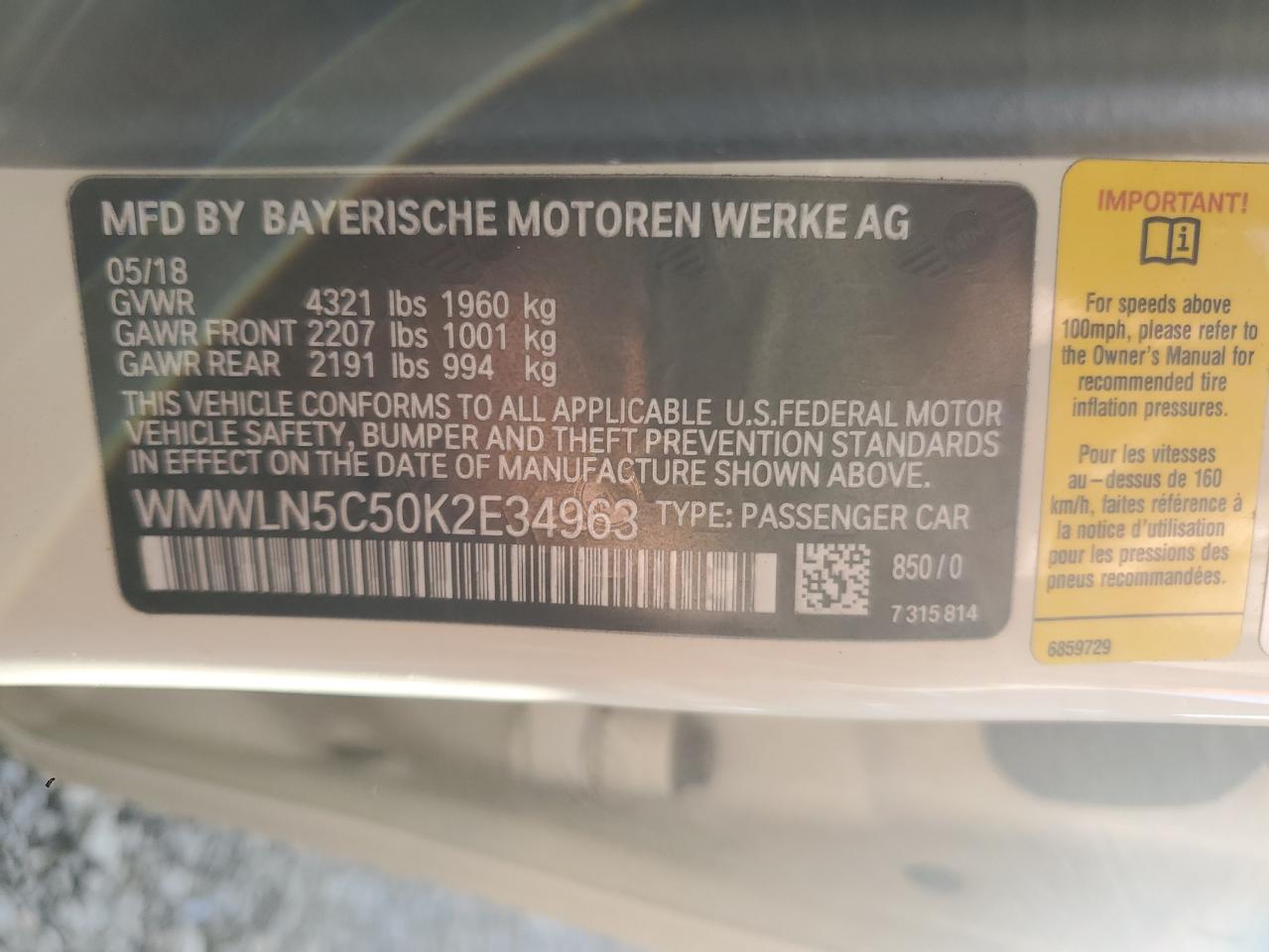 2019 Mini Cooper Clubman VIN: WMWLN5C50K2E34963 Lot: 85403285